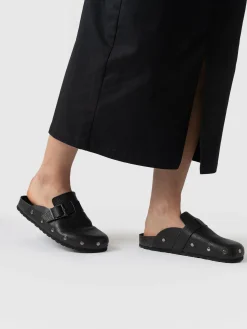 Clogs & Slides|Sandals|Saint and Sofia Studded Clogs - Black