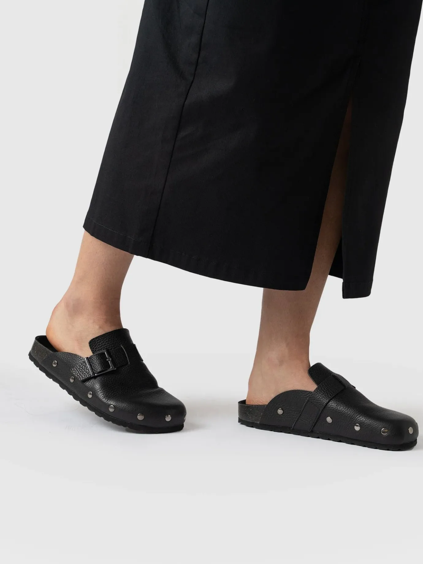 Clogs & Slides|Sandals|Saint and Sofia Studded Clogs - Black
