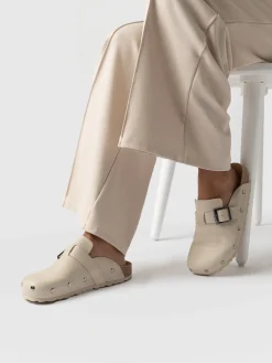 Clogs & Slides|Shoes|Saint and Sofia Studded Clogs - Cream