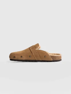 Clogs & Slides|Shoes|Saint and Sofia Studded Clogs - Tan Shearling