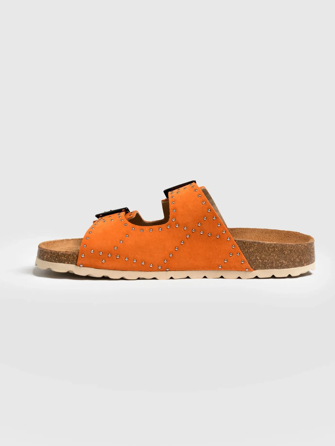 Clogs & Slides|Sandals|Saint and Sofia Studded Sutton Slides - Orange