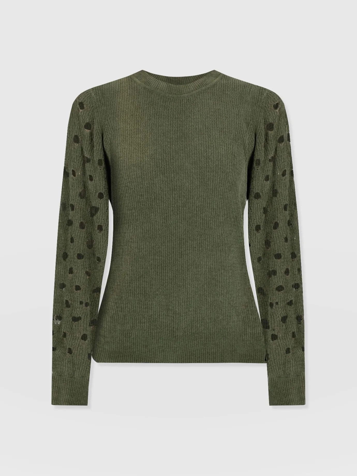 Knitwear|Sweaters|Saint and Sofia Suki Lace Hole Knit - Green