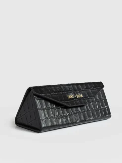 Accessories|Leather|Saint and Sofia Sunglasses Case - Black Croc