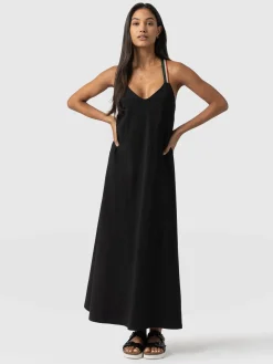Dresses|Saint and Sofia Sunset Dress Black - Red Lurex