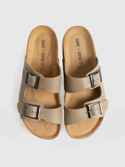 Clogs & Slides|Sandals|Saint and Sofia Sutton Slide - Taupe