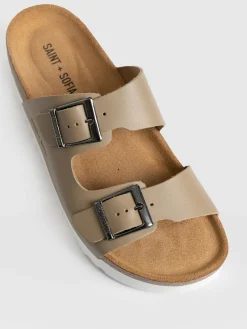 Clogs & Slides|Sandals|Saint and Sofia Sutton Slide - Taupe