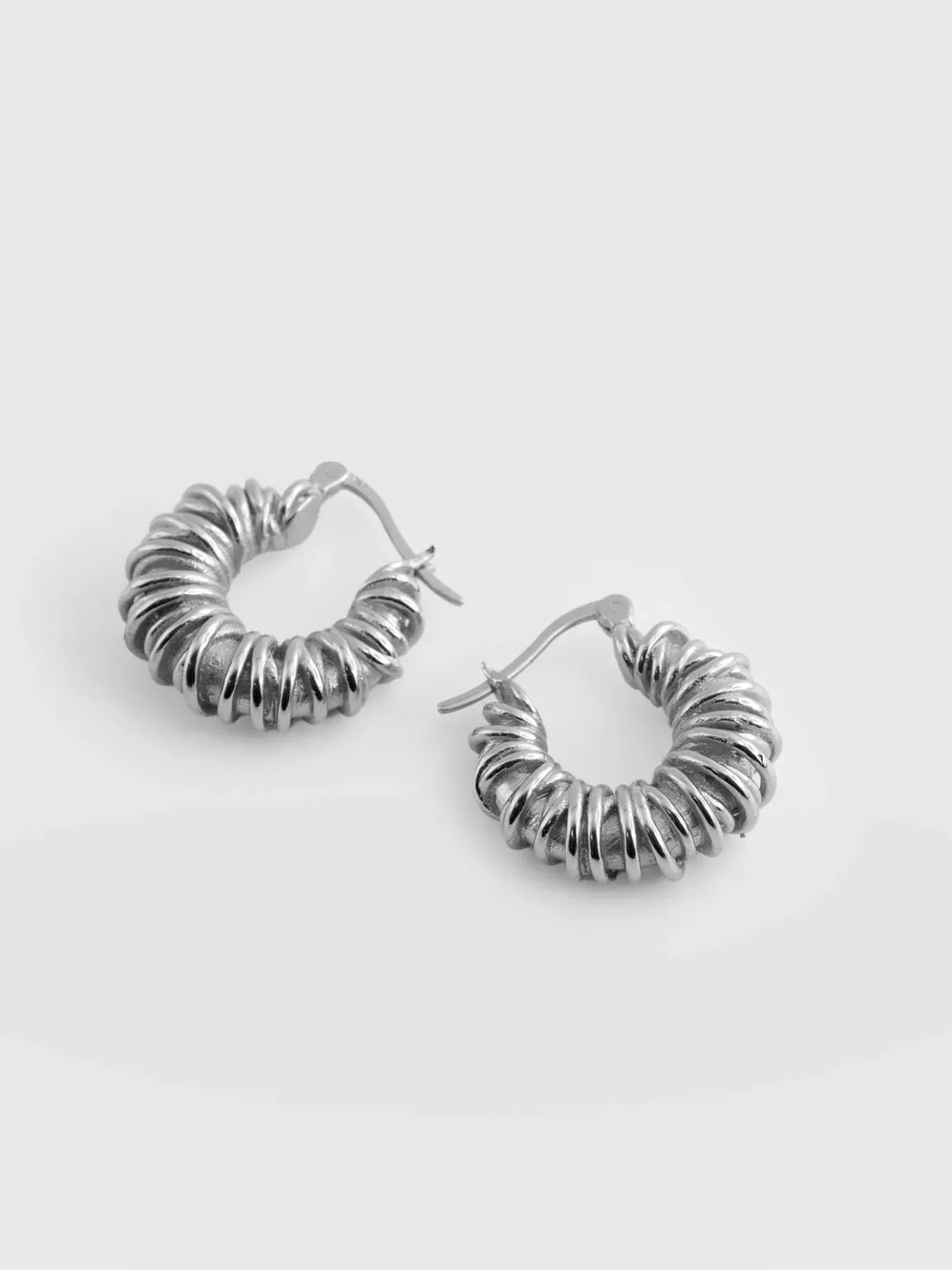 Silver Jewelry|Jewelry|Saint and Sofia Swirl Hoop Earrings - Silver