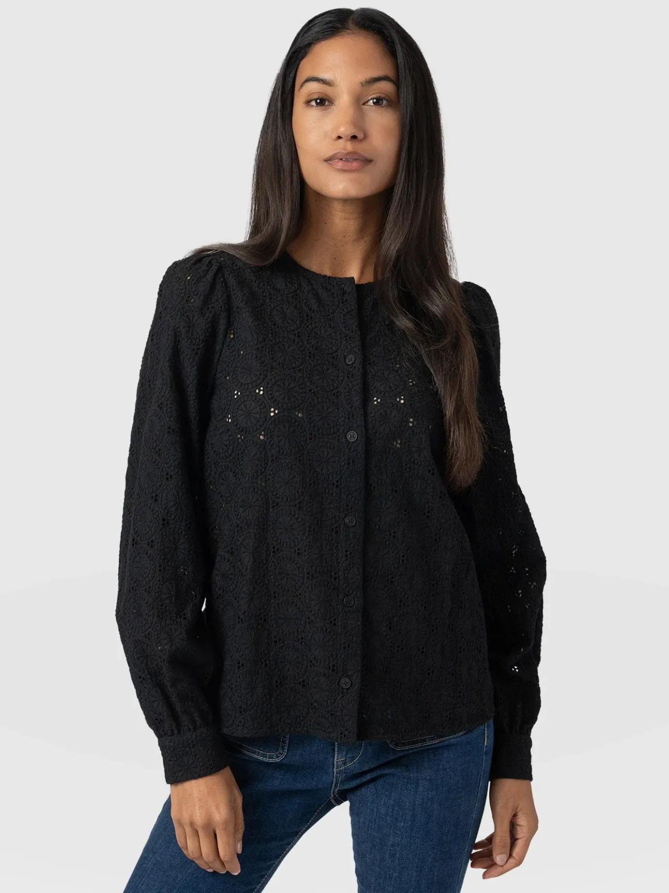 Blouses & Shirts|Saint and Sofia Tabitha Blouse - Black Broderie