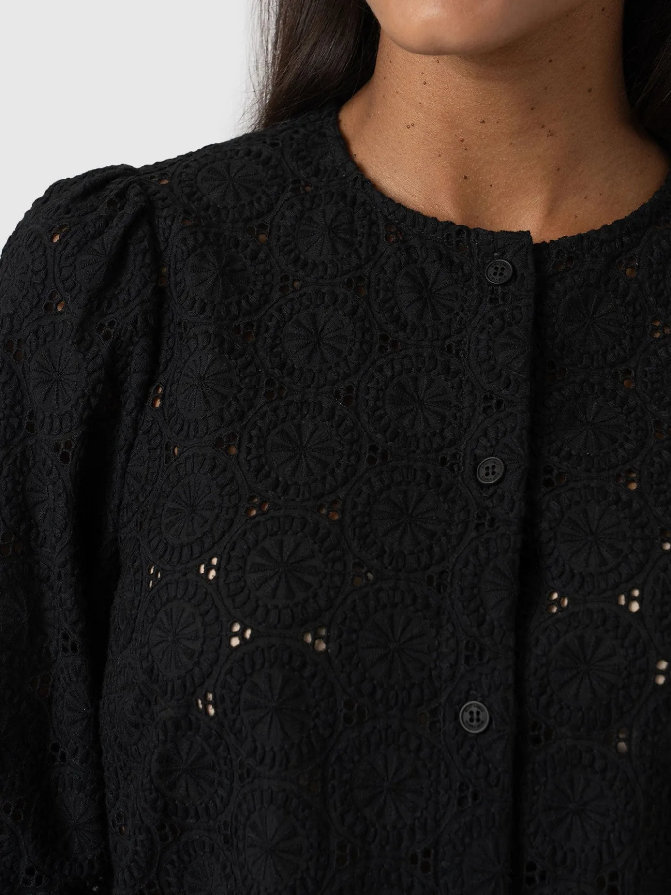 Blouses & Shirts|Saint and Sofia Tabitha Blouse - Black Broderie