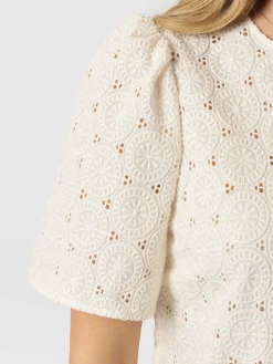 T-shirts & Tanks|Blouses & Shirts|Saint and Sofia Tabitha Short Sleeve Blouse - Cream