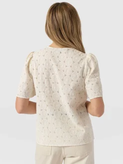 T-shirts & Tanks|Blouses & Shirts|Saint and Sofia Tabitha Short Sleeve Blouse - Cream