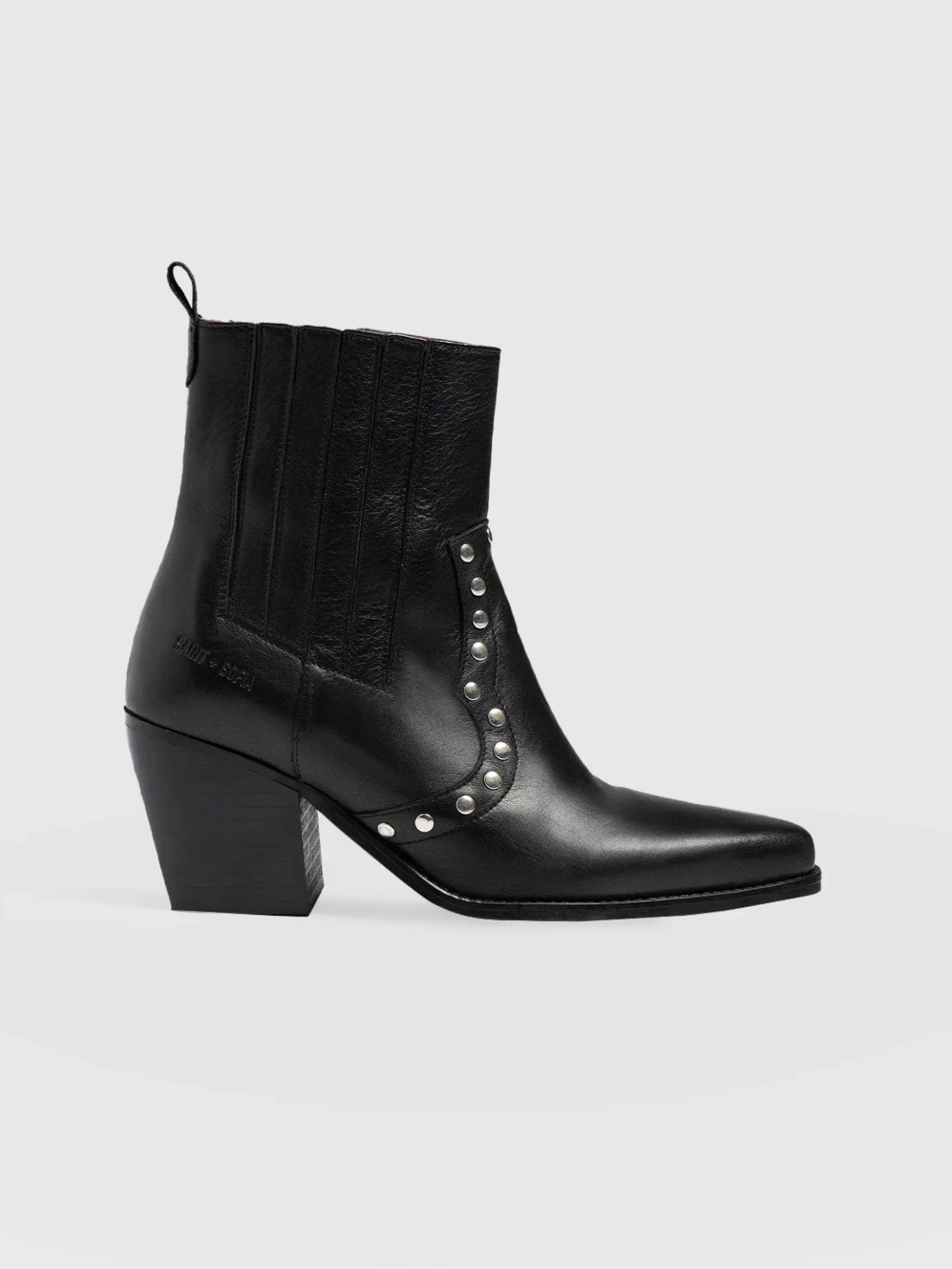 Boots|Shoes|Saint and Sofia Texas Studded Boot - Black