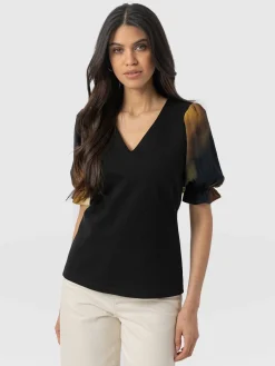 T-shirts & Tanks|Saint and Sofia Tori Puff Sleeve Top - Yellow Gradient