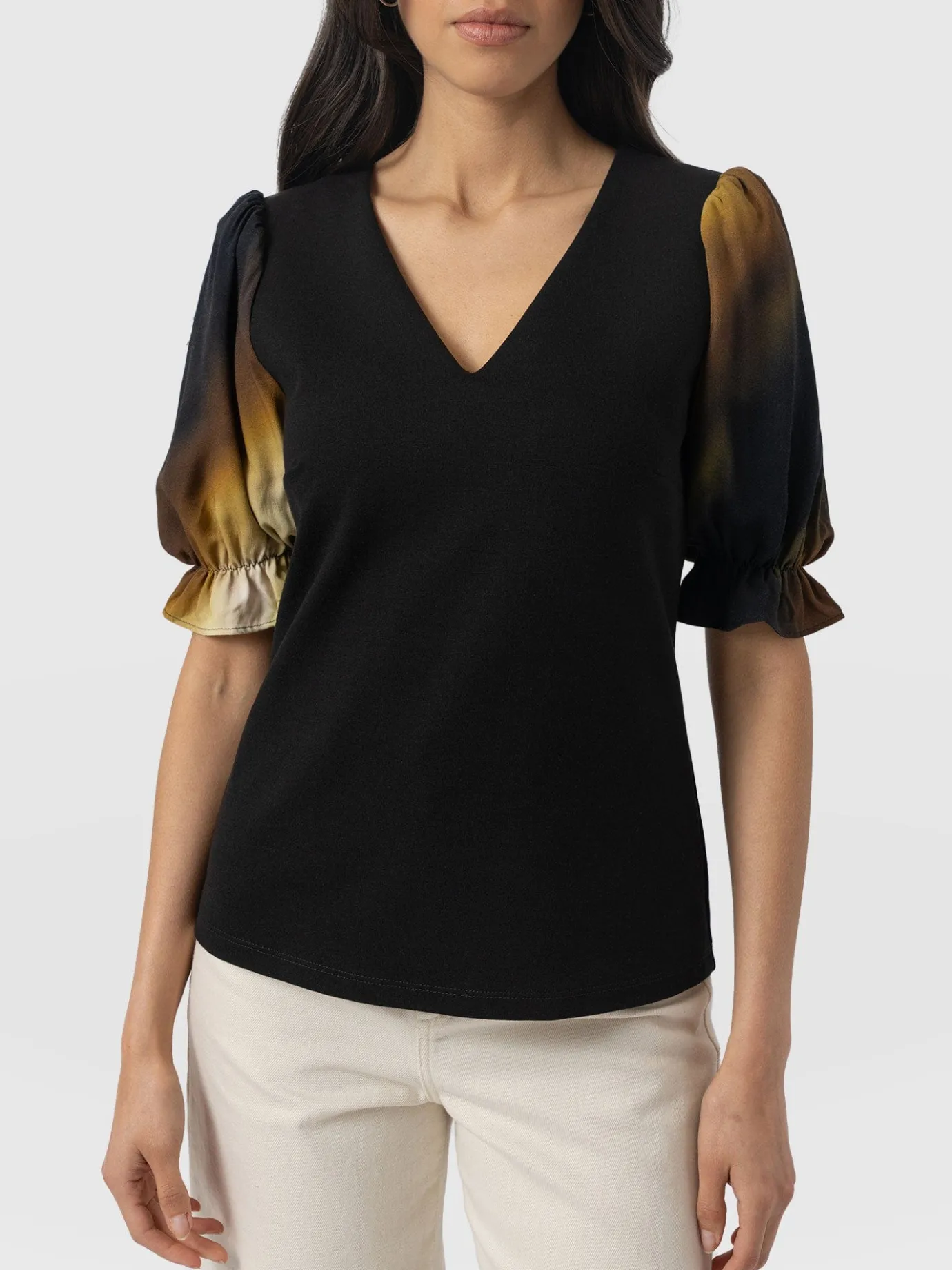 T-shirts & Tanks|Saint and Sofia Tori Puff Sleeve Top - Yellow Gradient