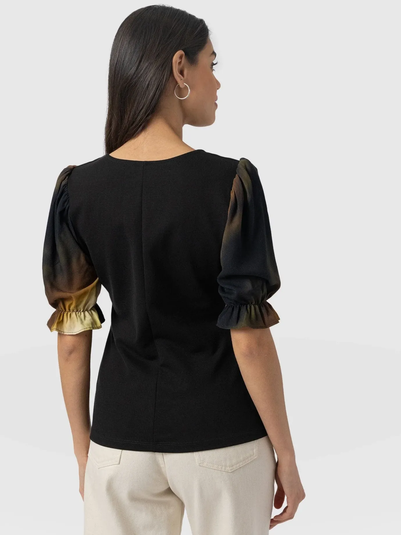 T-shirts & Tanks|Saint and Sofia Tori Puff Sleeve Top - Yellow Gradient
