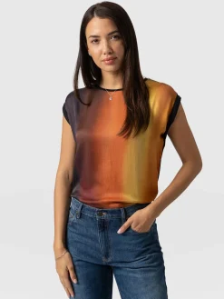 T-shirts & Tanks|Saint and Sofia Turn Up Contrast Tee - Amber Gradient