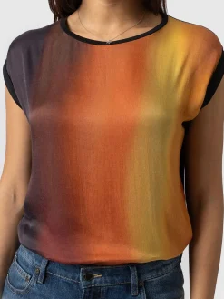 T-shirts & Tanks|Saint and Sofia Turn Up Contrast Tee - Amber Gradient