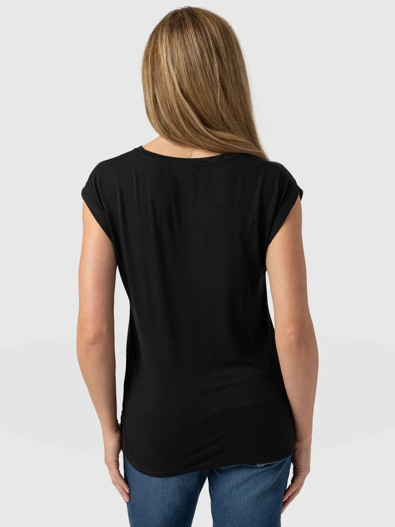 T-shirts & Tanks|Saint and Sofia Turn Up Contrast Tee - Black Paisley