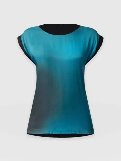 T-shirts & Tanks|Saint and Sofia Turn Up Contrast Tee - Blue Coral