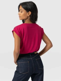 T-shirts & Tanks|Saint and Sofia Turn Up Contrast Tee - Pink Marble