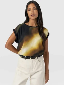 T-shirts & Tanks|Saint and Sofia Turn Up Contrast Tee - Yellow Gradient