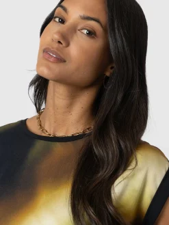 T-shirts & Tanks|Saint and Sofia Turn Up Contrast Tee - Yellow Gradient