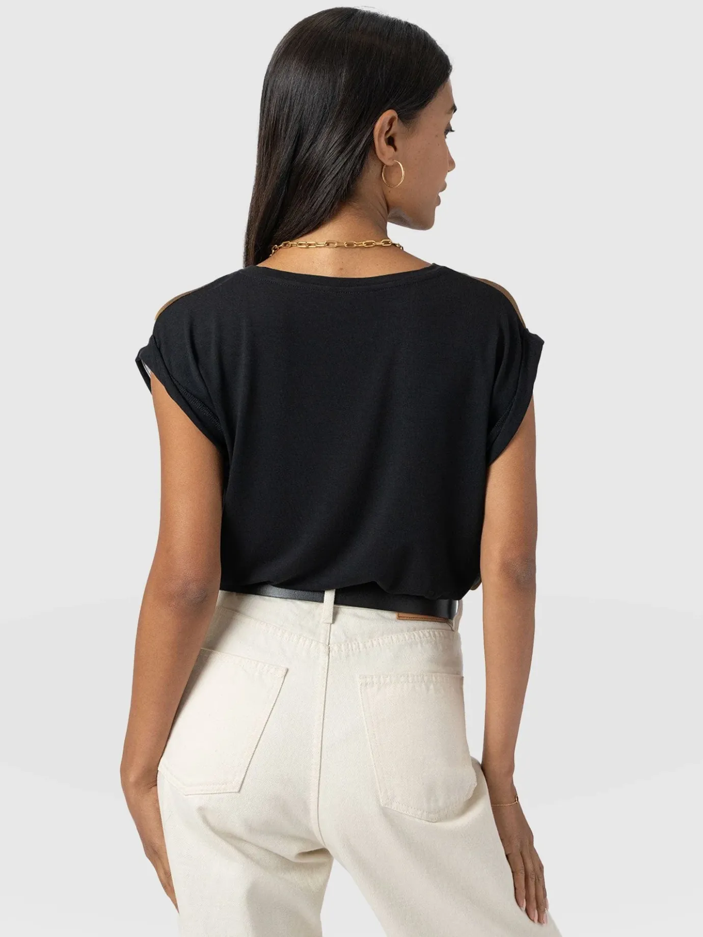 T-shirts & Tanks|Saint and Sofia Turn Up Contrast Tee - Yellow Gradient