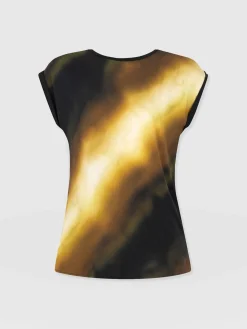 T-shirts & Tanks|Saint and Sofia Turn Up Contrast Tee - Yellow Gradient