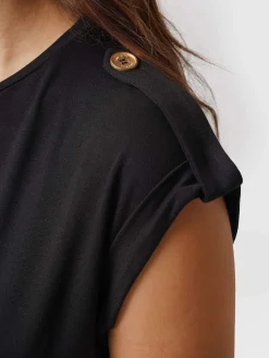 T-shirts & Tanks|Saint and Sofia Turn Up Tee - Black