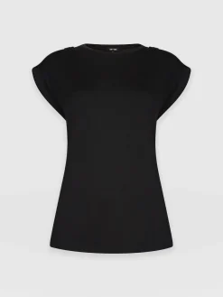 T-shirts & Tanks|Saint and Sofia Turn Up Tee - Black