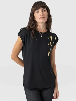 T-shirts & Tanks|Saint and Sofia Turn Up Tee - Black Lightning