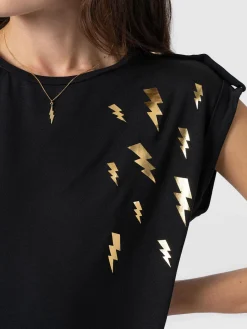 T-shirts & Tanks|Saint and Sofia Turn Up Tee - Black Lightning