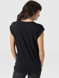 T-shirts & Tanks|Saint and Sofia Turn Up Tee - Black Lightning