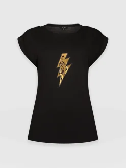 T-shirts & Tanks|Saint and Sofia Turn Up Tee - Black Rock N Roll
