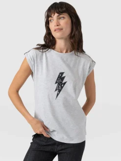 T-shirts & Tanks|Saint and Sofia Turn Up Tee - Grey Rock N Roll