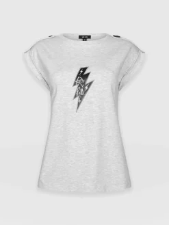 T-shirts & Tanks|Saint and Sofia Turn Up Tee - Grey Rock N Roll