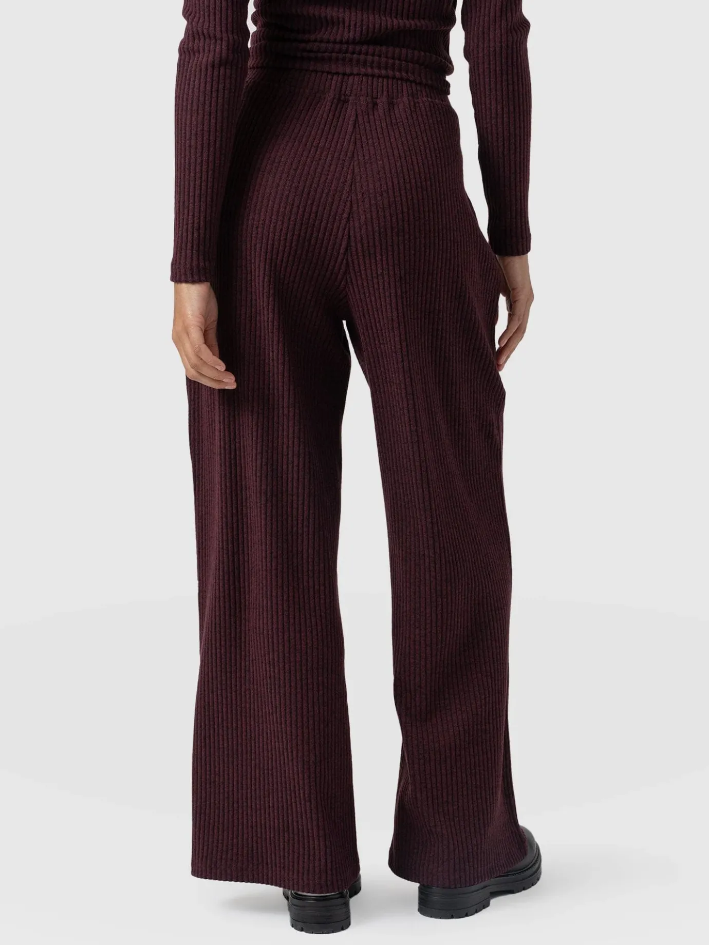 Pants|Saint and Sofia Victory Rib Wide Leg Pant - Burgundy