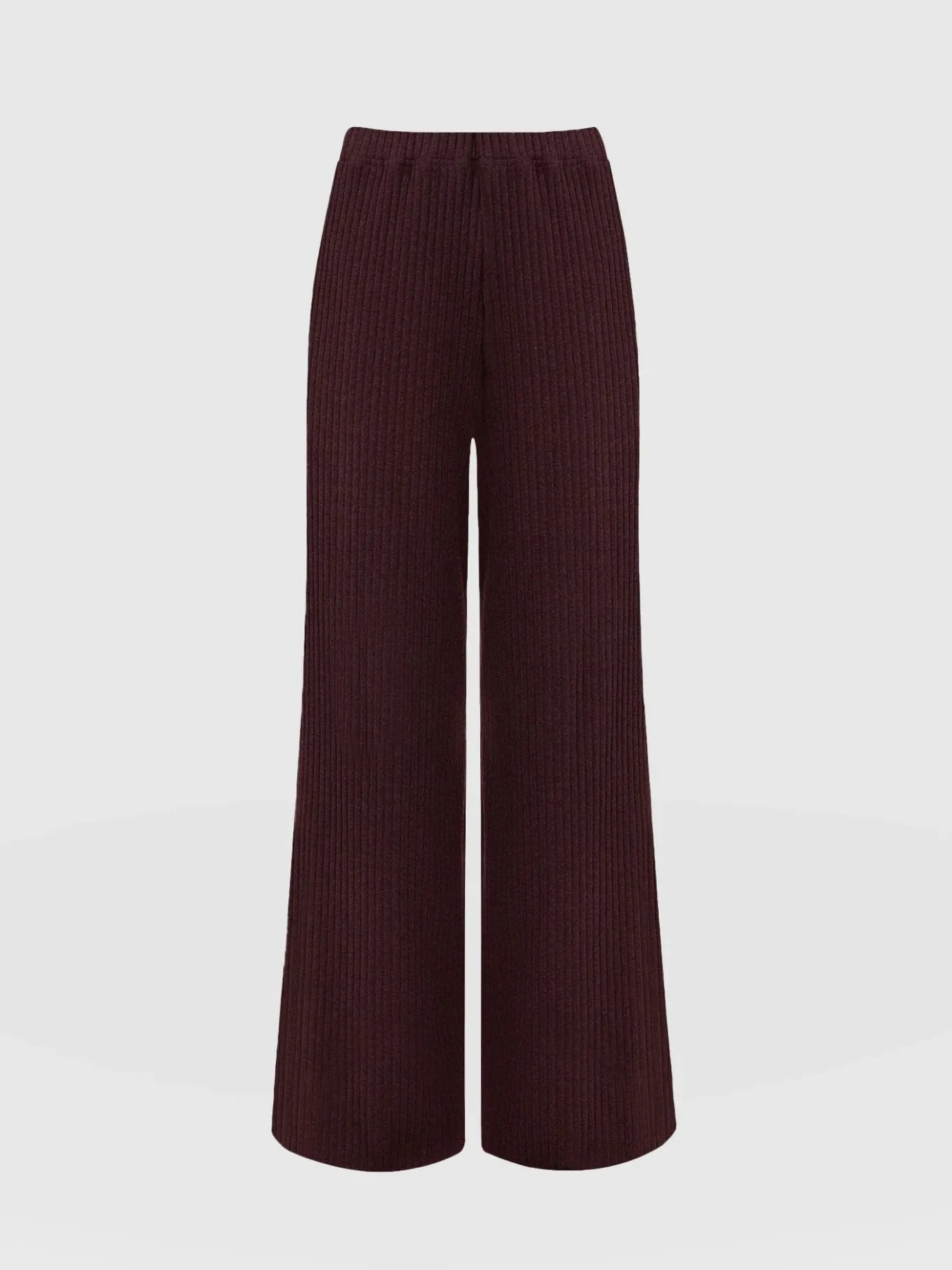 Pants|Saint and Sofia Victory Rib Wide Leg Pant - Burgundy