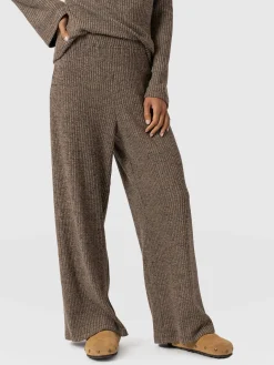 Pants|Saint and Sofia Victory Rib Wide Leg Pant - Beige