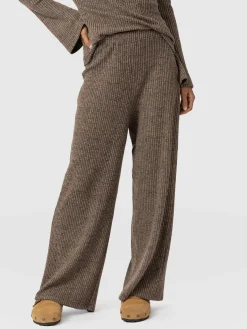 Pants|Saint and Sofia Victory Rib Wide Leg Pant - Beige