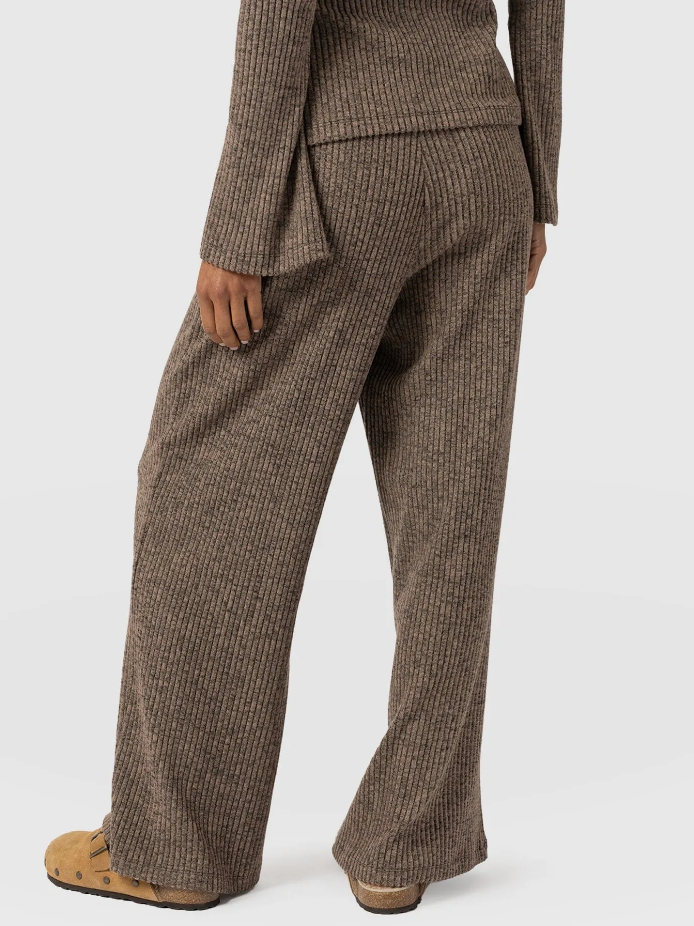 Pants|Saint and Sofia Victory Rib Wide Leg Pant - Beige