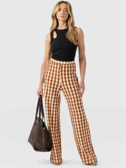 Pants|Saint and Sofia Victory Wide Leg Pant - Brown/Cream