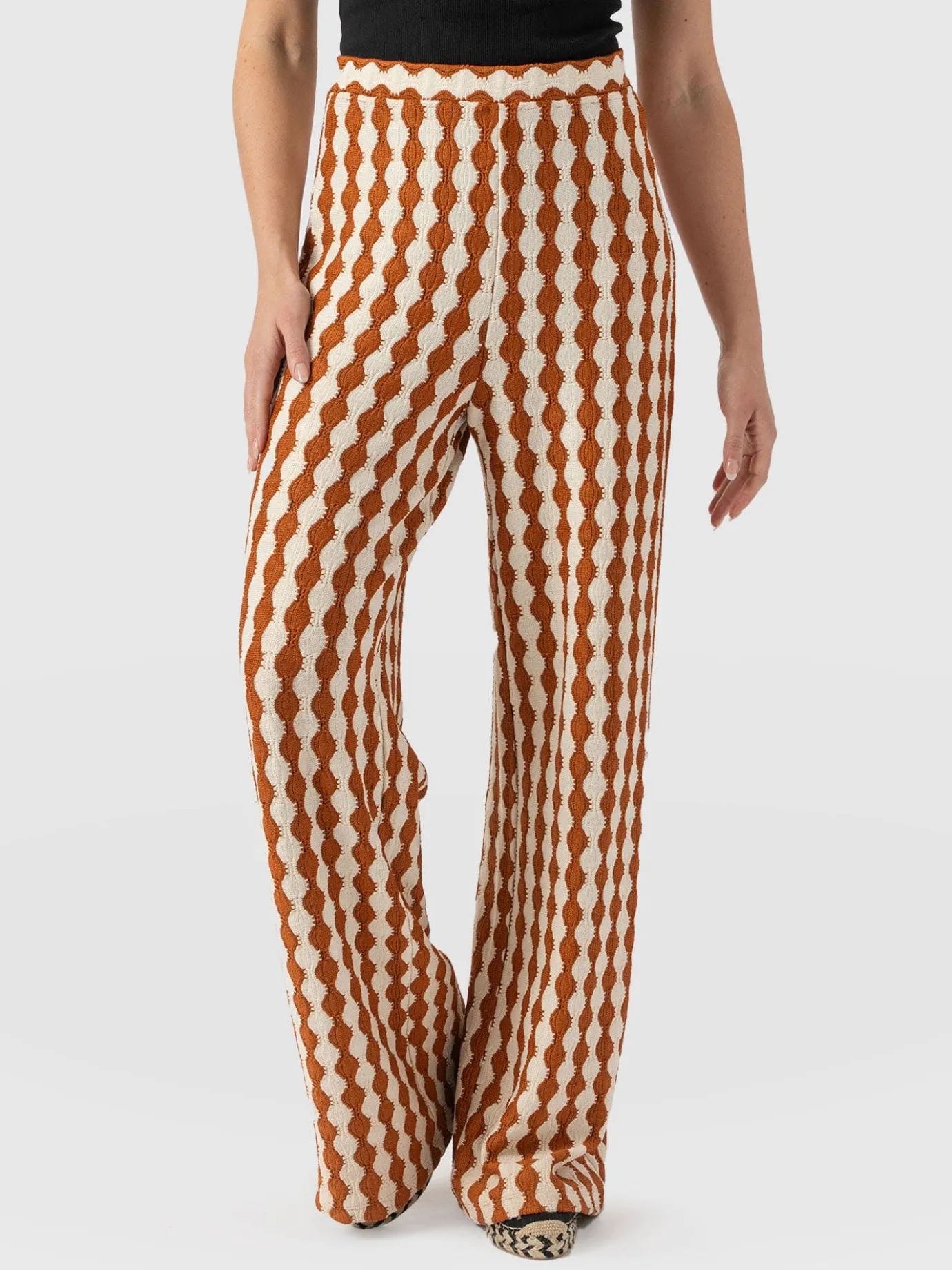 Pants|Saint and Sofia Victory Wide Leg Pant - Brown/Cream
