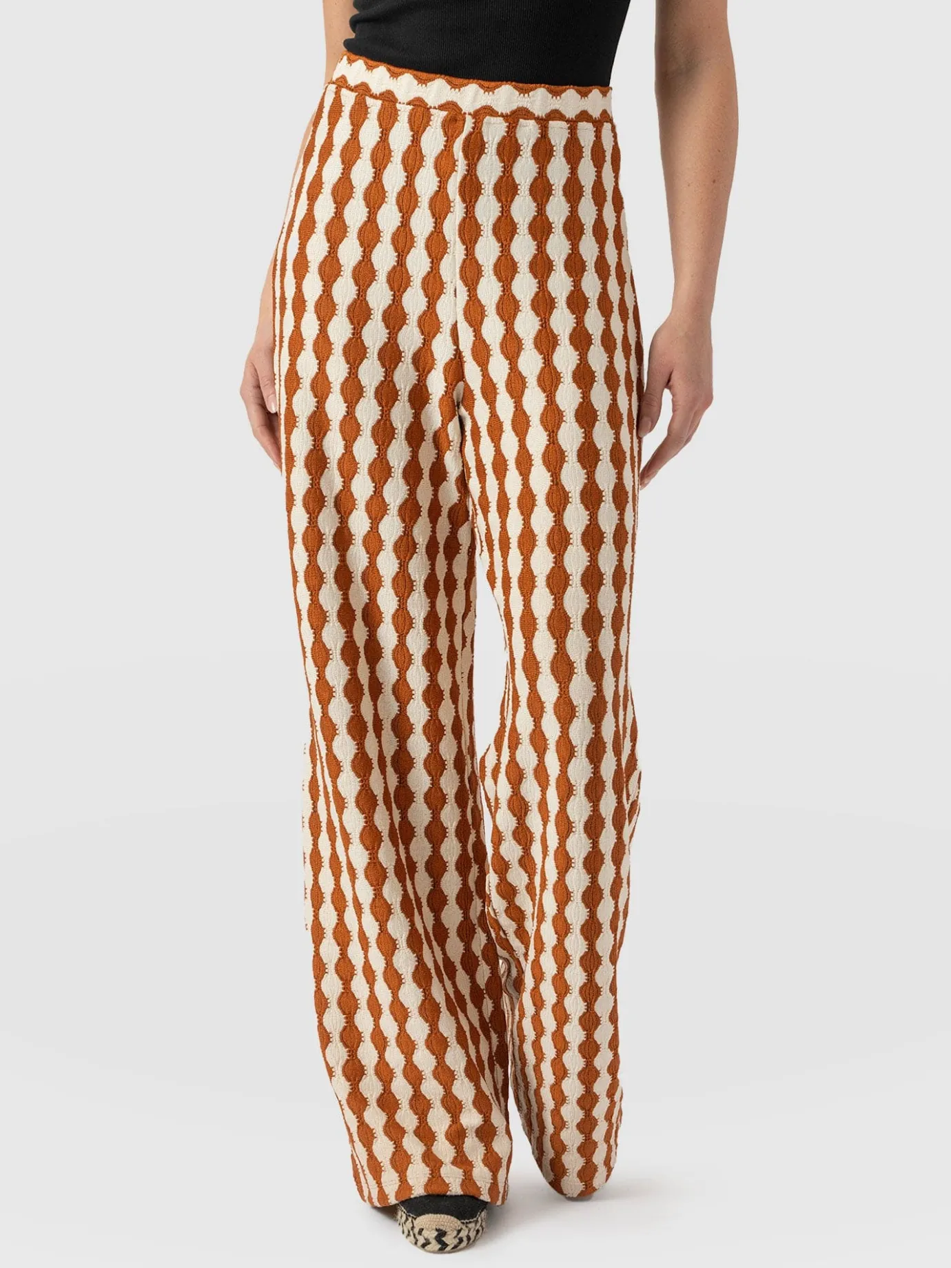 Pants|Saint and Sofia Victory Wide Leg Pant - Brown/Cream