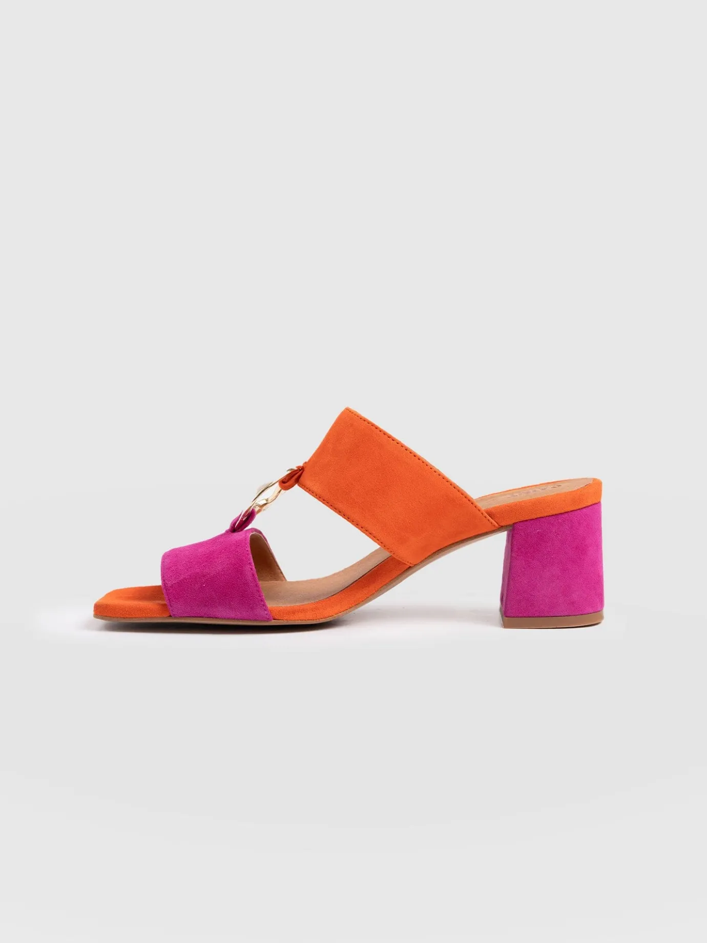 Sandals|Shoes|Saint and Sofia Vivienne Heeled Mules - Pink/Orange