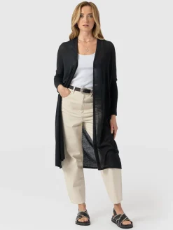 Knitwear|Saint and Sofia Waterfall Cardigan - Black