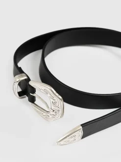 Leather Belts|Accessories|Saint and Sofia Western Belt - Black