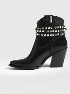 Boots|Shoes|Saint and Sofia Western Studded Boot - Black