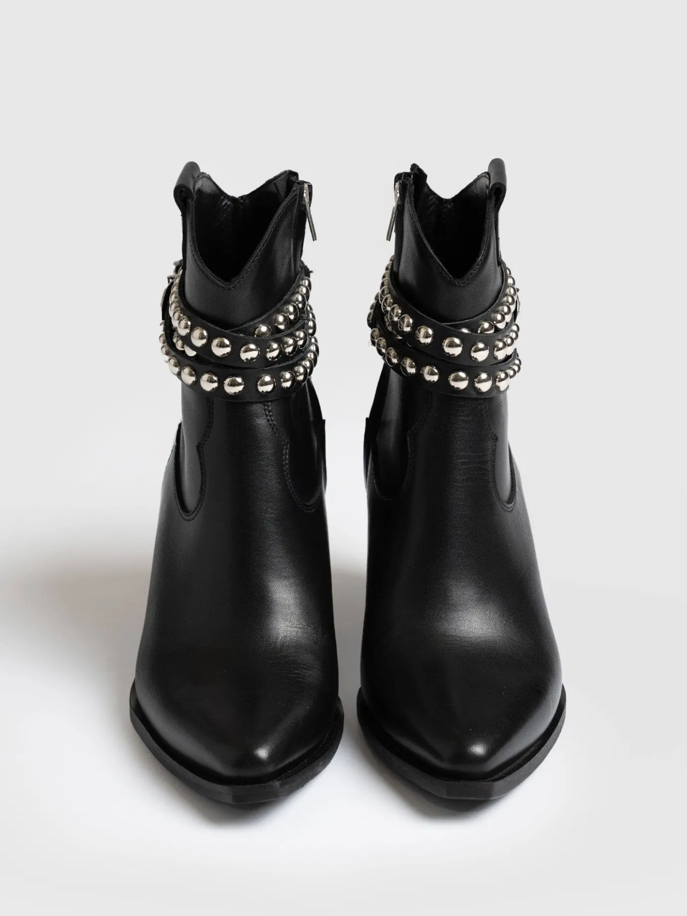 Boots|Shoes|Saint and Sofia Western Studded Boot - Black