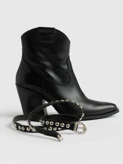Boots|Shoes|Saint and Sofia Western Studded Boot - Black